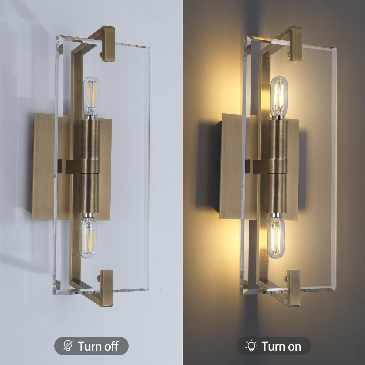 Crystal Vanity Wall Sconces Lights For Bathroom 13.5In Gold Sconces Wall Lighting Modern Brass Vanity Lights Fixture stylish Indoor Wall Sconce For Bedroom Hallway Staircase Living Room Dining Room