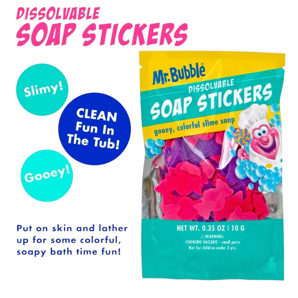 Mr Bubble Sweet Treats Bath Set, Lollipop Fizzer, Gummy Bear Bubble Bath, Bath Potion, Soap Stickers