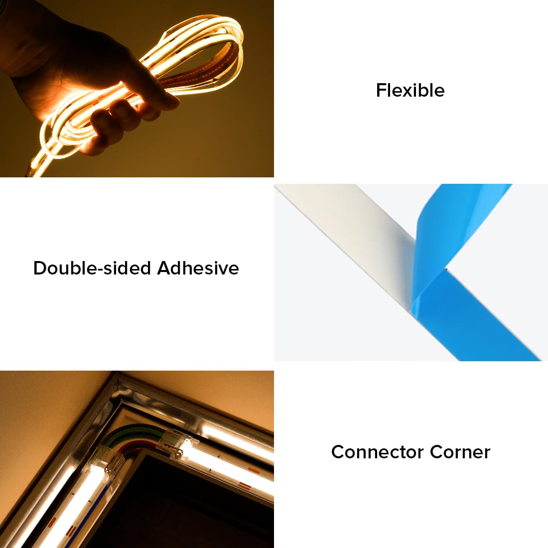 FCOB 16.4FT COB CCT LED Strip, DC24V, 3000K-6000K, High Density, Dimmable, IP30, Model: 157