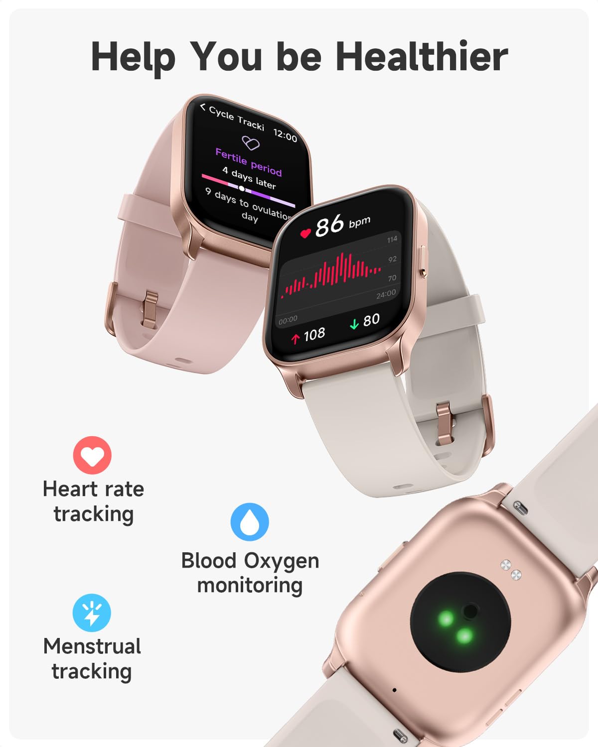 TOOBUR Smart Watch for Women, Smartwatch Compatible Android and iOS Phone, Answer/Make Calls, Fitness Tracker Watch, Heart Rate/Sleep Tracker/100 Sports/IP68 Waterproof, Ivory