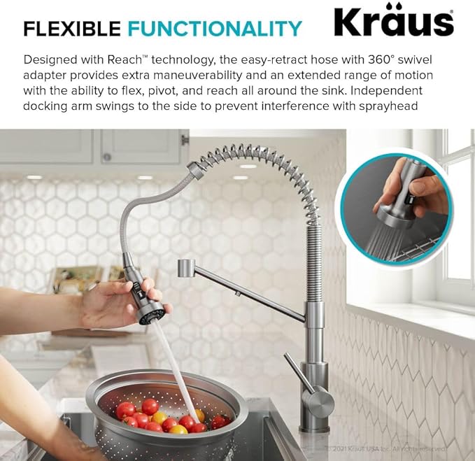 Kraus KFF-1610SFACB Bolden 2-in-1 Commercial Style Pull-Down Single Handle Filter Kitchen Faucet for Reverse Osmosis or Water Filtration System, Spot Free Antique Champagne Bronze