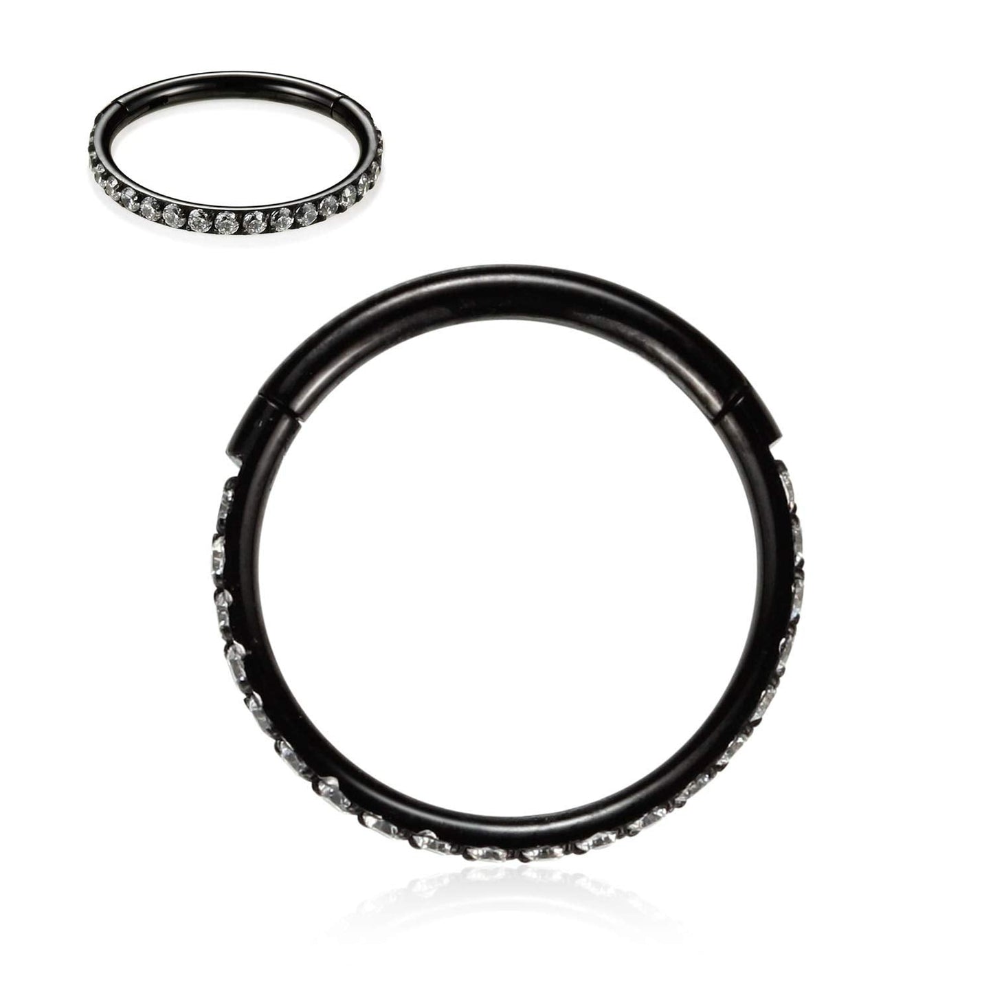 FUNLMO 18G Septum Jewelry Cartilage Earring Hoop Daith Earrings 8mm Septum Ring Helix Piercing Jewelry CZ Nose Ring Hoop Hinged
