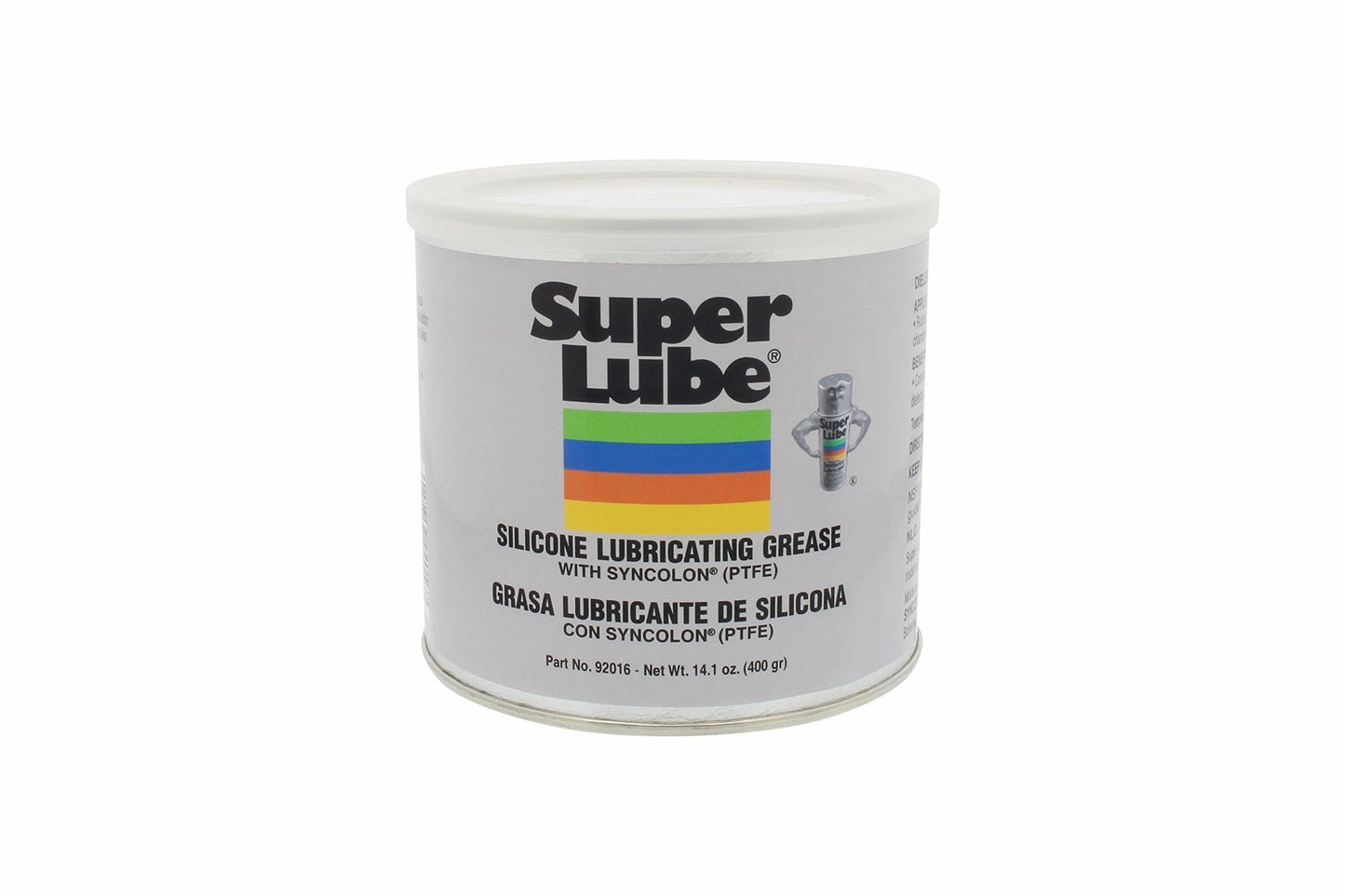 Super Lube Silicone Lubricating Grease w/Syncolon - Waterproof, All Purpose Food-Grade Grease - Rust Protection - Automotive & Industrial Maintenance - Translucent White - Canister - 14.1 oz (92016)