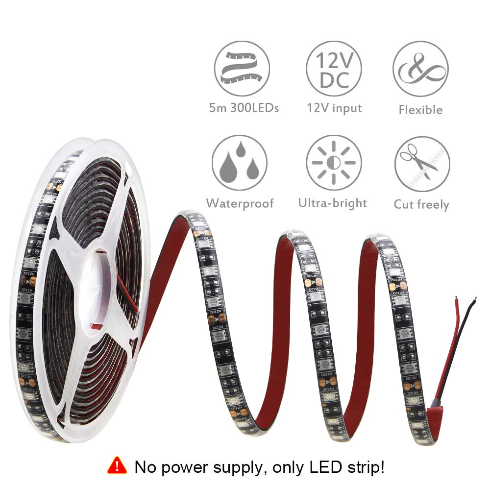 ALITOVE LED Strip Lights 16.4ft 5050 SMD Orange Waterproof IP65 12V DC Model AL5050OR300BKWP