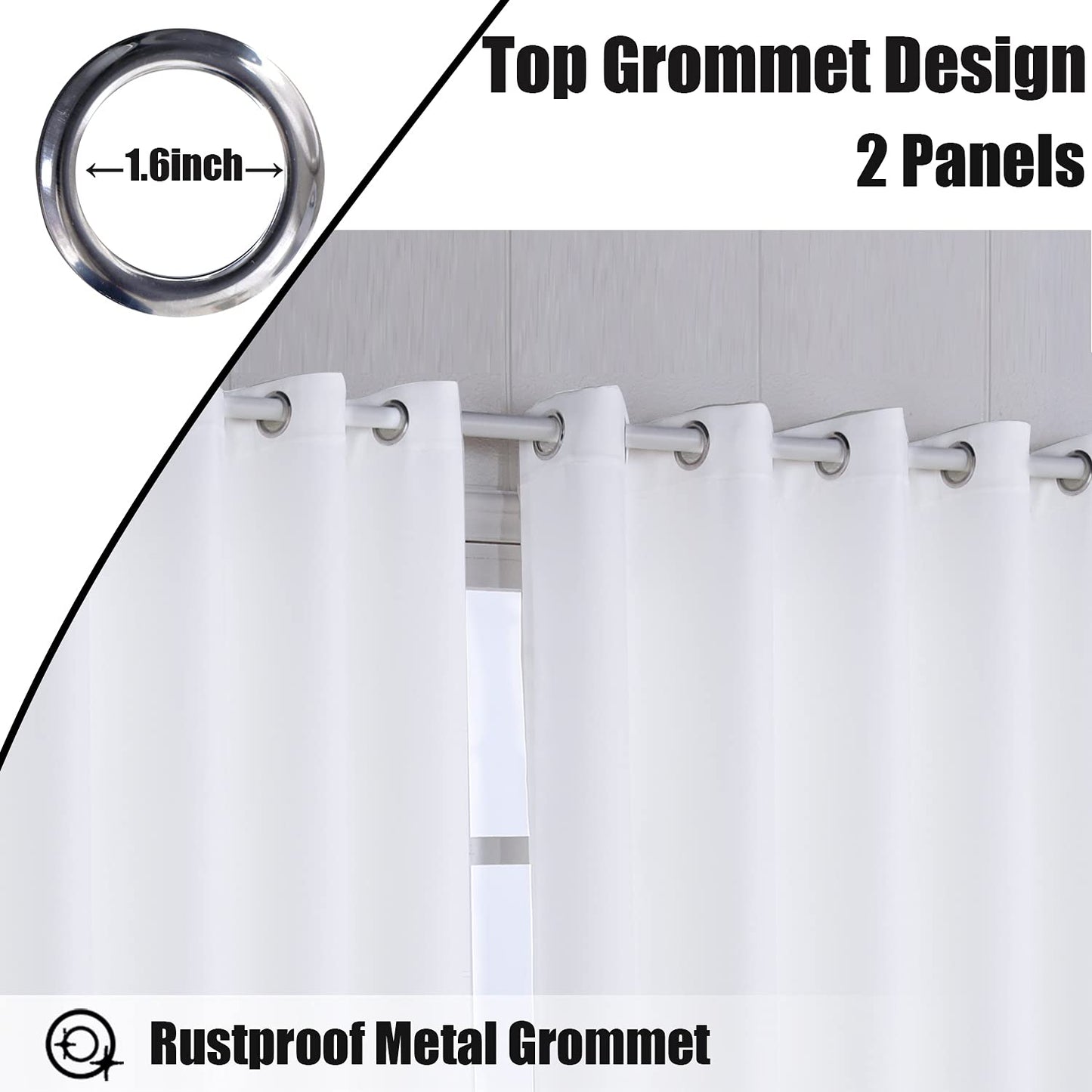 BONZER Waterproof Indoor/Outdoor Curtains for Patio - Thermal Insulated, Sun Blocking Grommet Blackout Curtains for Bedroom, Porch, Living Room, Pergola, Cabana, 2 Panels, 52 x 84 inch, White