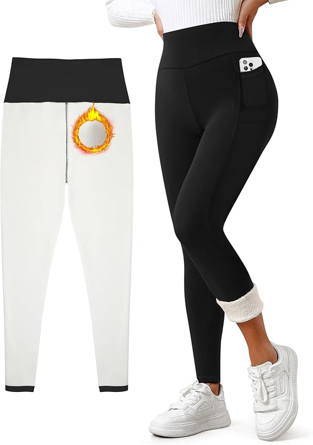 Women's Fleece Lined Leggings Weather Thick Thermal Warm Winter Tights Butt Lift High Waist Tummy Control Yoga Pants