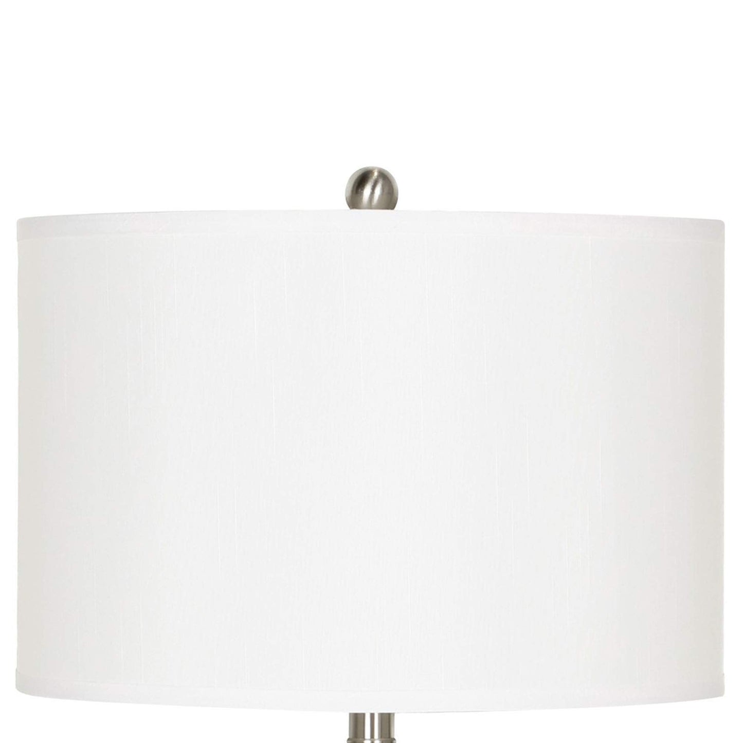 Benzara Metal Table Lamp with Fabric Drum Shade 30x15x15 in. White & Silver Model BM233289