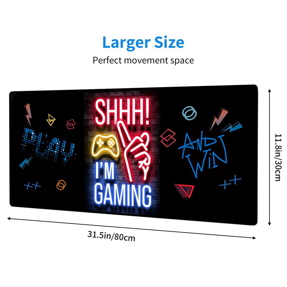 Mouse Pad 80x30cm Gaming Mouse Pad Extended Large Computer Keyboard Mouse Mat Desk Pad with Soft Smooth Surface and Anti-Slip Rubber Base Gaming Mats for Desk Gamer Office Home (Game-E)