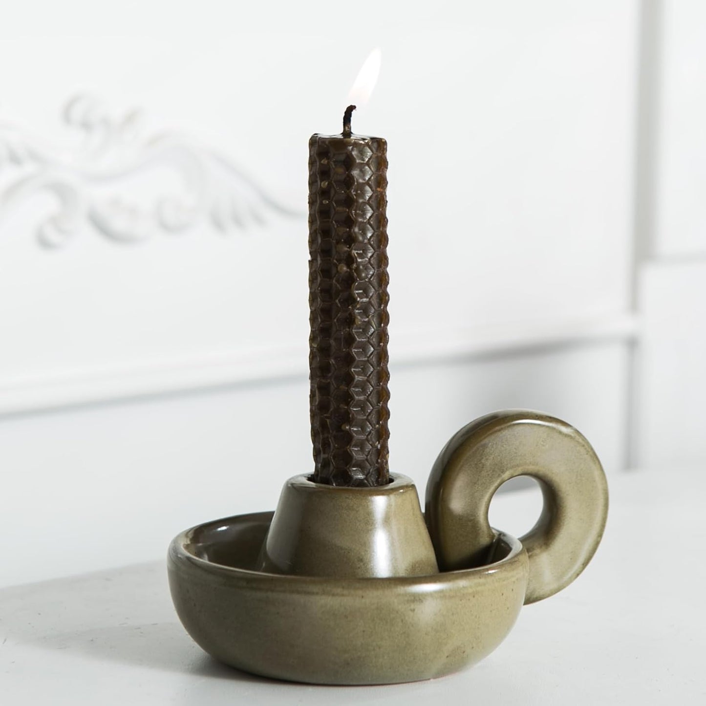Candle Holder Ceramic Candlestick Holder, Candlelight Stand for Spell Candles, Taper Candles, and Incense, Halloween Christmas Dining Room Home Decoration Display
