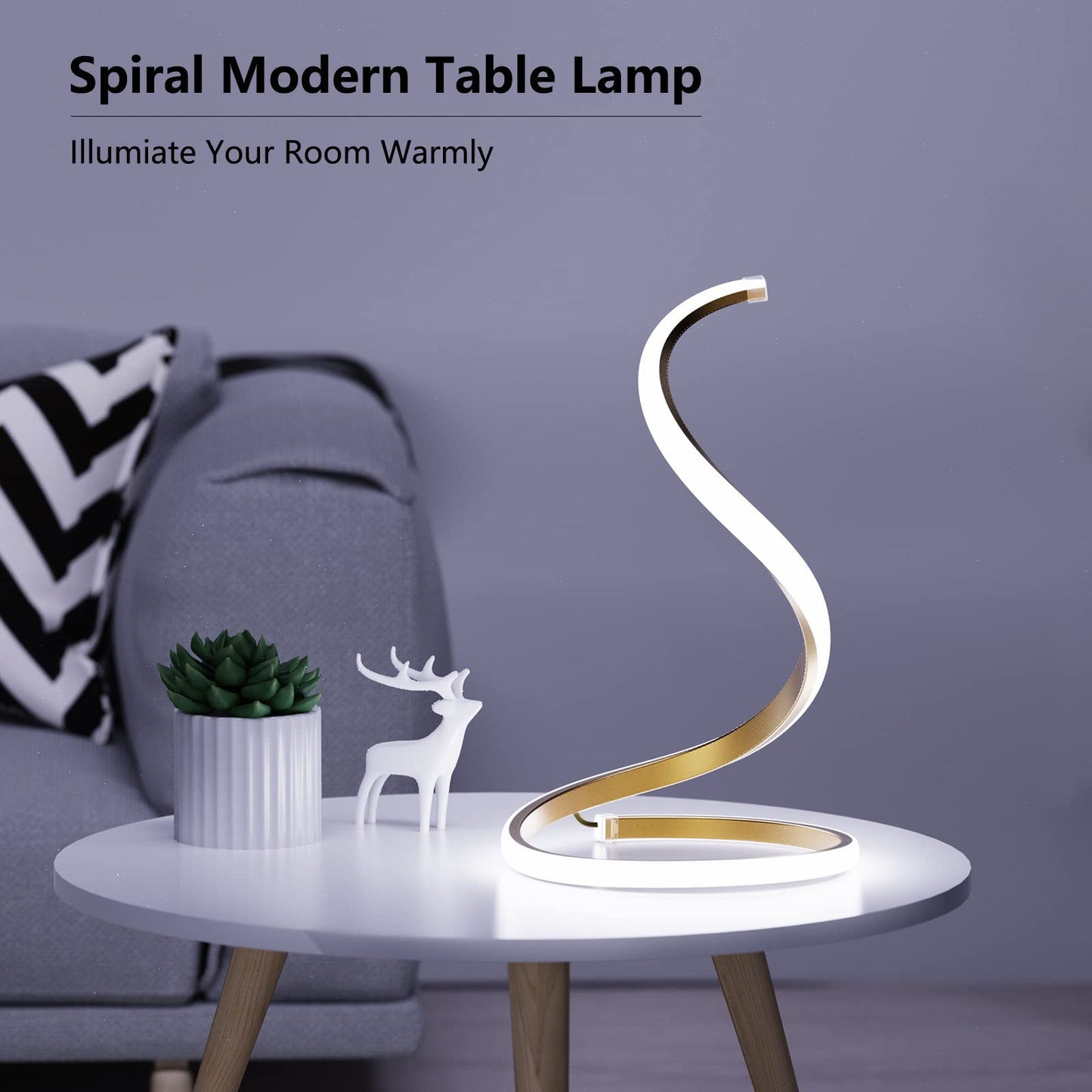 NUÜR Table Lamps Set of 2, Gold, Metal, Stepless Dimmable, Decorative Nightstand Lamps for Bedroom and Living Room