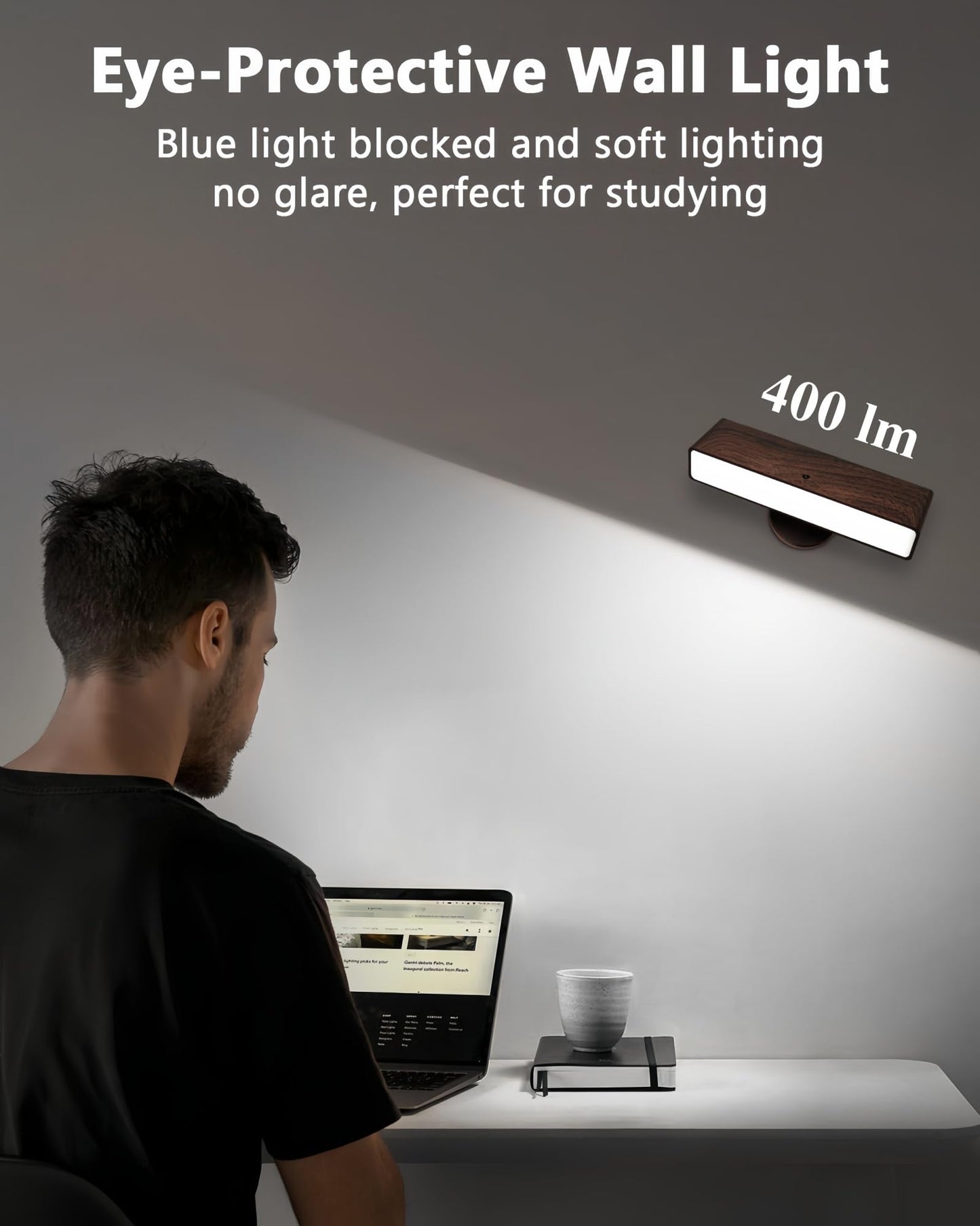 Battery Operated Wall Sconces Set Of 2: Wireless Rechargeable Wall Light With Remote&Button  360?Rotate Magnetic Scone Lighting Led Wall Mount Sconce Lamp For Bedroom Bedside Reading  Wood