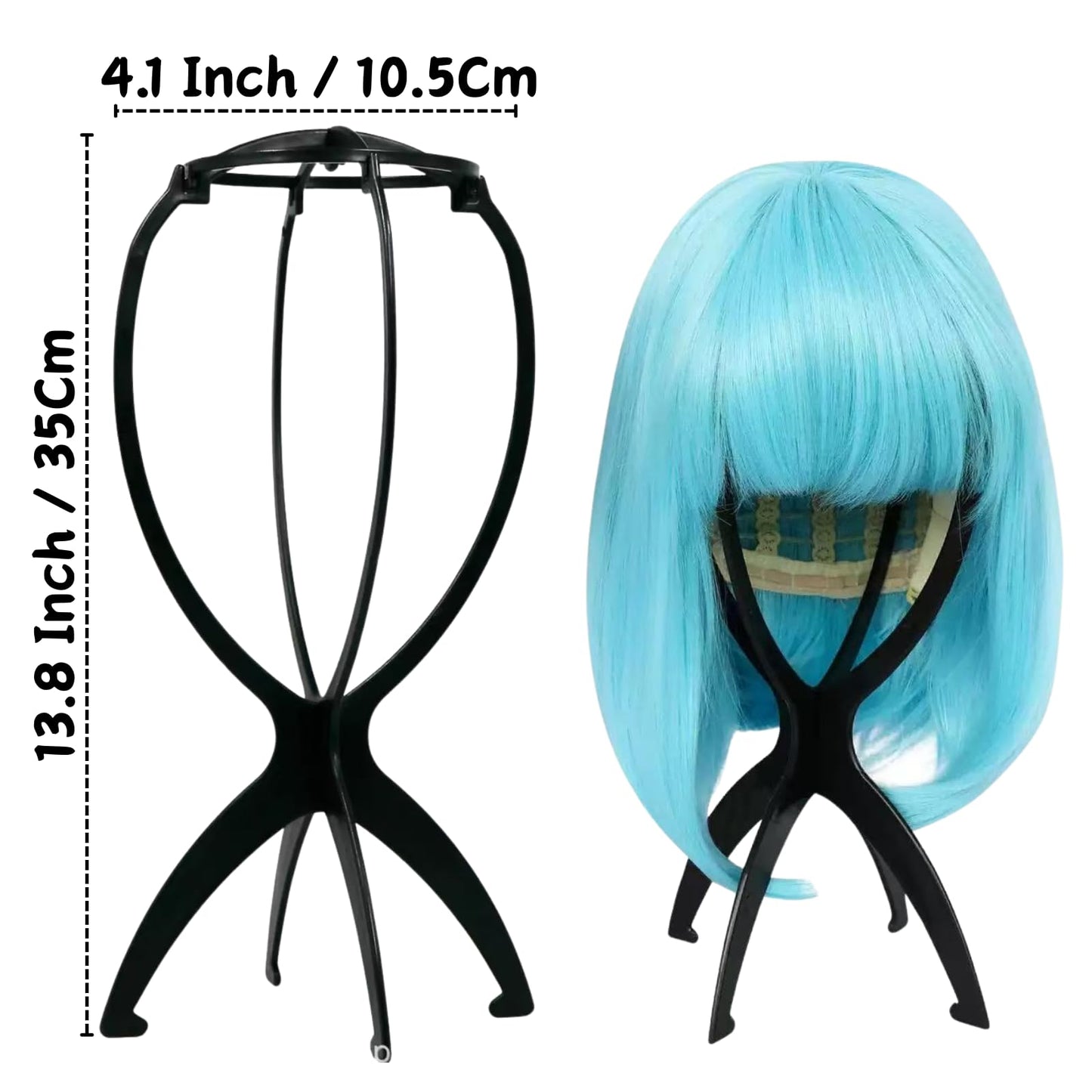 MYCNIMY 2 Pack Wig Head Stand - Portable Travel Wig Holder & Hat Storage for Multiple Wigs , Stylish Black Design (13.8 inches)