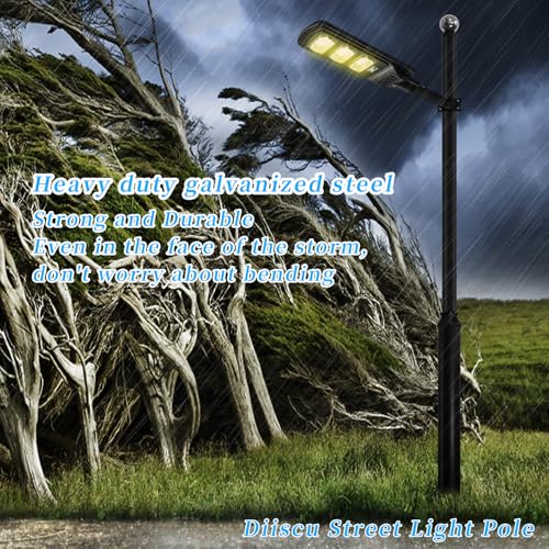 Street Light Pole 13ft Tall, Black Outdoor Galvanized Heavy-duty Metal Solar Street Lamp Post, Suitable for Outdoor Street...