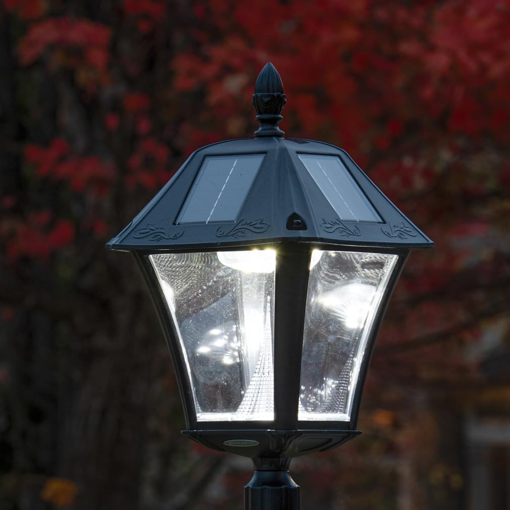 Gama Sonic Baytown II Outdoor Solar Light, Bright White LED, Lamp Only, Model GS-105FPW-BW, Black