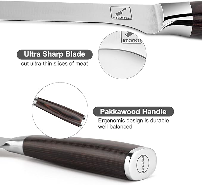 imarku Fillet Knife, German High Carbon Boning Knife, 6-Inch Stainless Steel Professional Grade Boning Fillet Knife for Fish, Pakkawood Handle for Meat and Poultry, Gifts for Men and Women