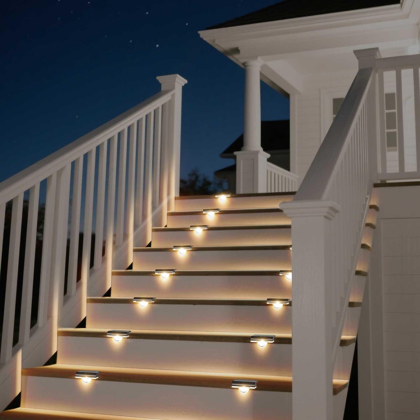 Agotd Solar Step Lights For Outsides  4 Pack Outdoor Stair Lights Solar Powered Deck Lighting For Step  Stair  Porch  Railing  Patio  Yard  Front Door  Sidewalk  Poolside