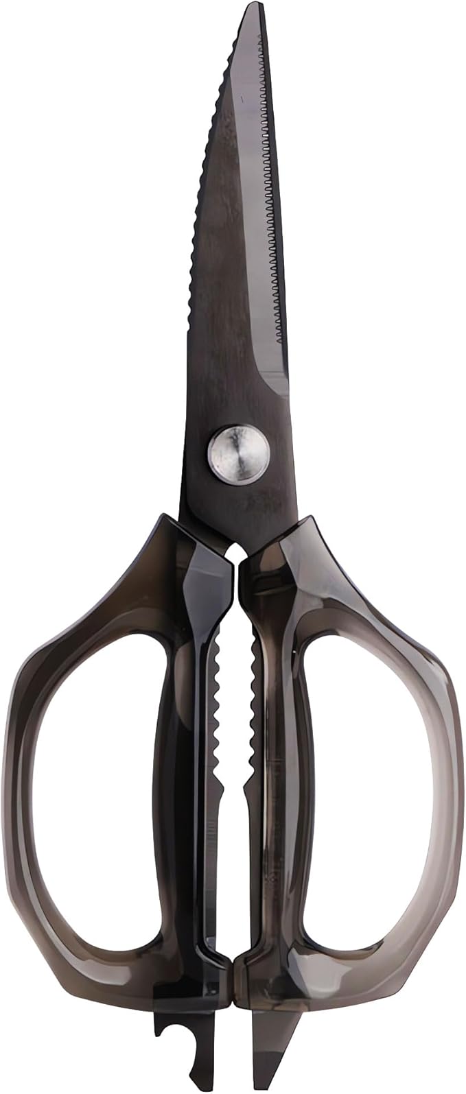 Jasni Transparent Handle Stainless Steel Sharp Powerful Kitchen Scissors Multi-Purpose Heavy Duty Food Scissors Kitchen Shears Chicken Poultry bone fish scales (Black handle black blade)
