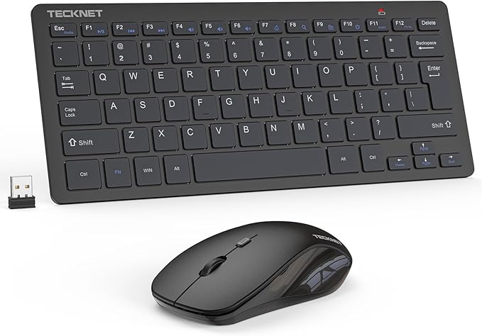 TECKNET Wireless Keyboard and Mouse Combo, Mini Cordless Computer Keyboard and Mouse Set 2.4GHz, Silent Adjustable 1600 DP...