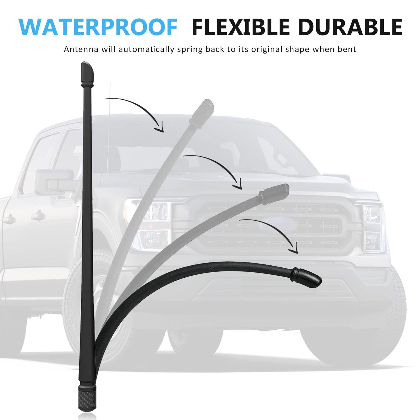 Posaid 7Inch Antenna For Jeep Wrangler Jk Jt Jl Jlu Jku Sahara Rubicon Sport 2007-2023, Fexible Antenna Replacement For Jeep Gla