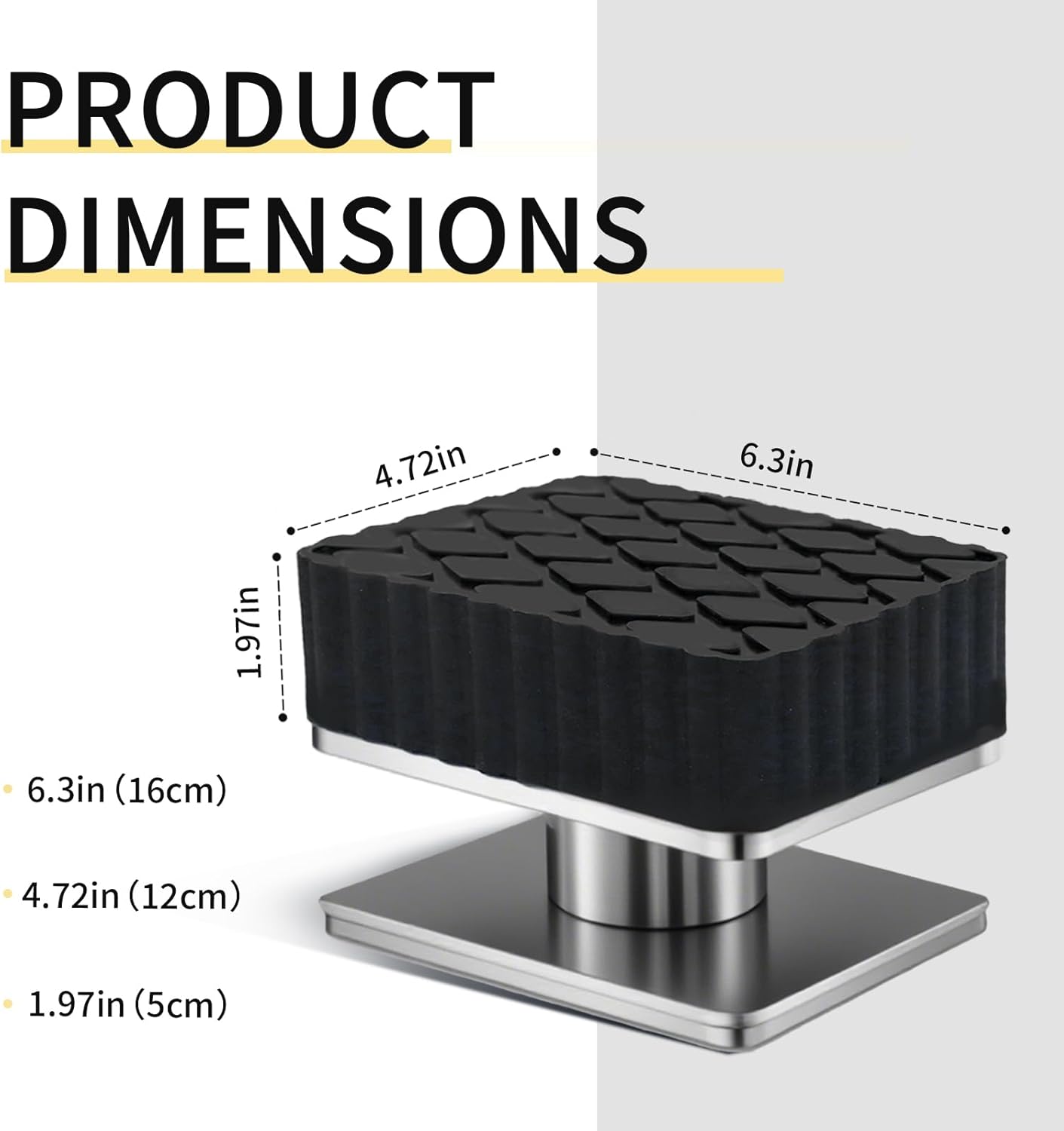 Solid Rubber Auto Lift Block Spacer Pad, Universal Rubber Lift Pads, 6-3/8" x 4-3/4" x 2" Heavy-Duty Lift Pads for Automobile Lifts, Jacks, Racks, 3000 lbs Capacity, 4Pack
