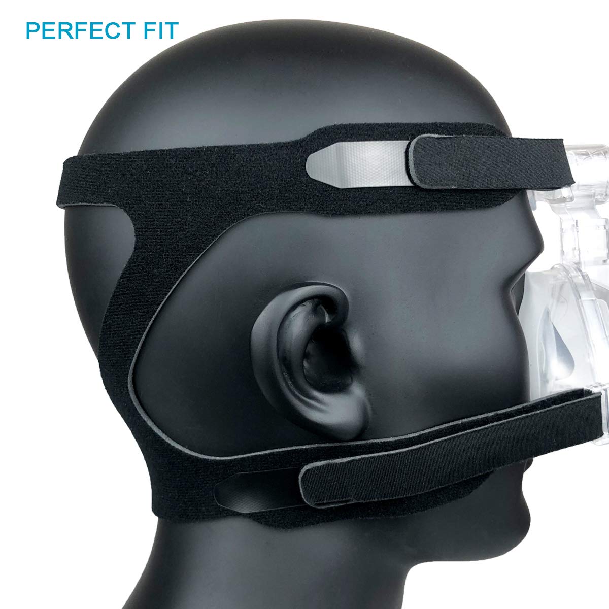 Upgaded Full Face CPAP Headgear CPAP Mask Straps Replacment for Mirage Series & Philips Respironics Non-Strechy Durable Design - (2-Pack // Black & Grey）