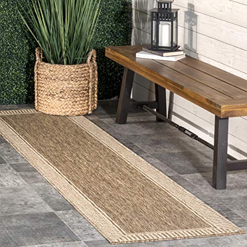 Nuloom Asha Light Brown/Ivory, 5' x 8', Casual, Striped Border, Soft and Cozy, High Traffic, Stain Resistant, Easy Clean, ...
