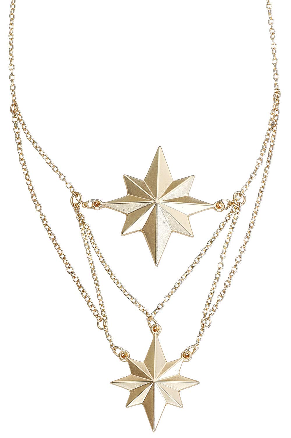 Marvel Comics Women's Captain Marvel Matte Finish 2-Tiered Necklace, Gold, One Size