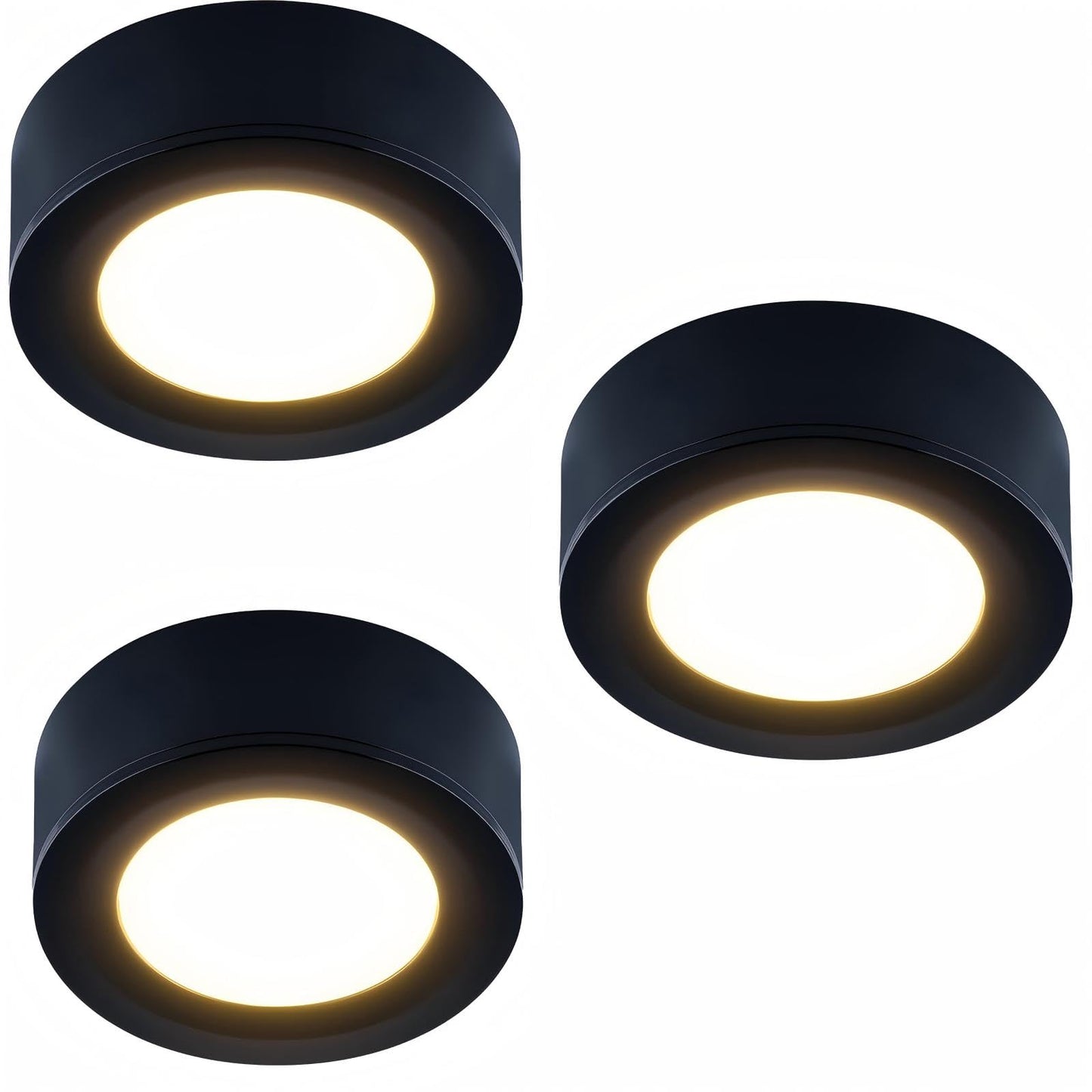 Lumiland Wired Led Puck Lights (2.7Wx3) Plug-In Lighting Natural White (4000K)  Led Cabinet Light For Kitchen Can Be Surface Mount Or Recess Mount  Black