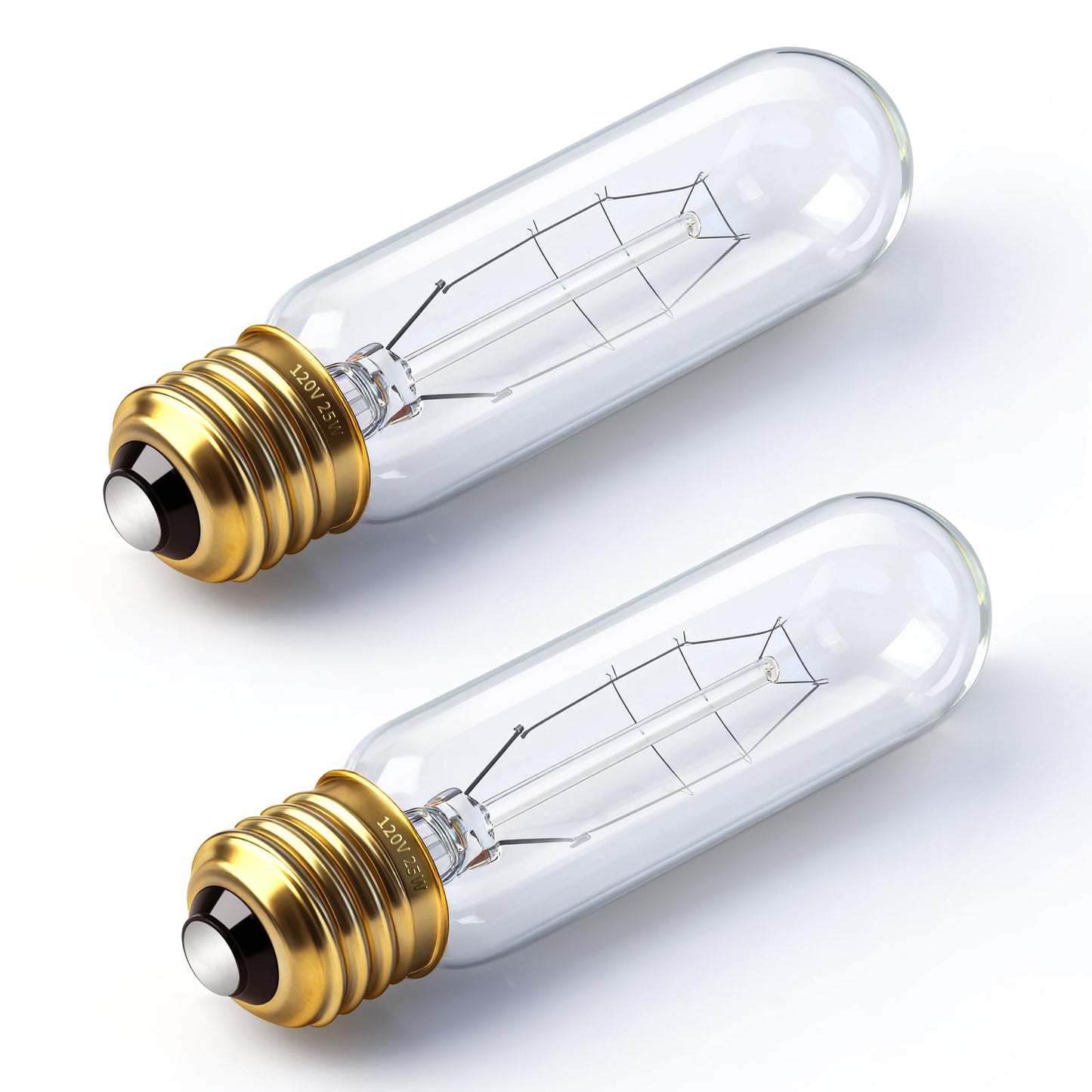Blakapoo T10 Tubular Light Bulbs 25 Watt Incandescent Light Bulb,T10 Bulb,120V 25W 2200K Tube Light Bulbs E26 Medium Base Dimmable for Vintage Style Showcase,Curio Cabinet,Chandeliers Pack of 2