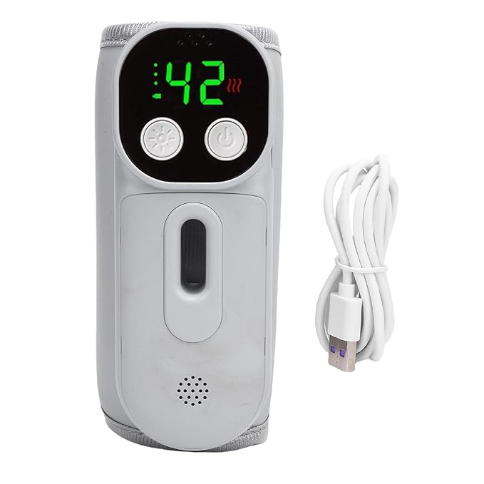 Fast Heating Baby Bottle Warmer, Voice Control Rechargeable Portable Warmer, 360° Surround Heating with Night Light, for Travel on The Go, 7 Temperature Settings