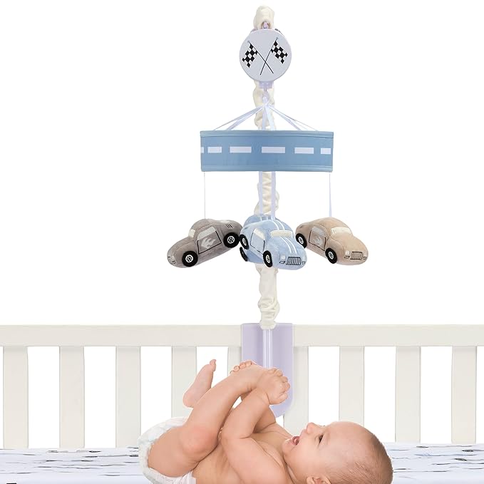 Lambs & Ivy Little Racer Musical Car/Transportation Baby Crib Mobile Soother Toy