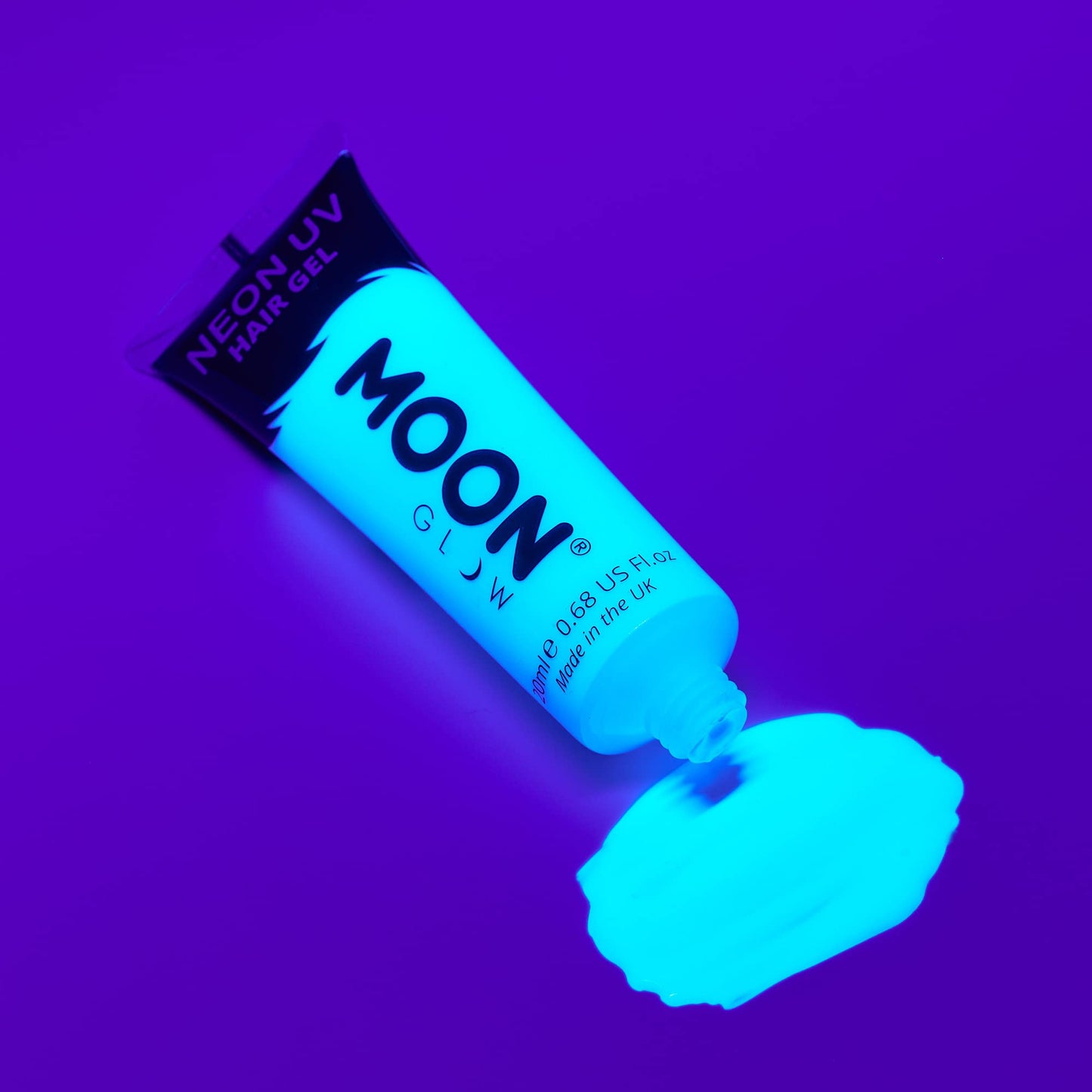 Moon Glow - Blacklight Neon UV Hair Gel - 0.67oz White - Temporary wash out hair color - Spike and Glow!