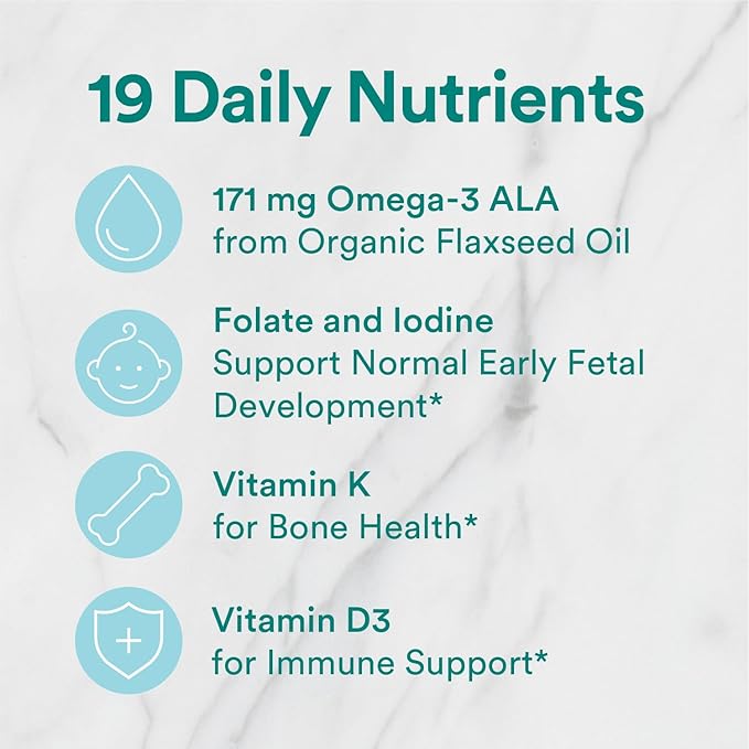 SmartyPants Organic Prenatal Vitamins for Women, Multivitamin Gummies: Biotin, Methylfolate, Omega 3 (ALA), Vitamin D3, C, Vitamin B12, B6, A, K2 & Zinc, Choline, Vegetarian, 180 Count (45 Day Supply)