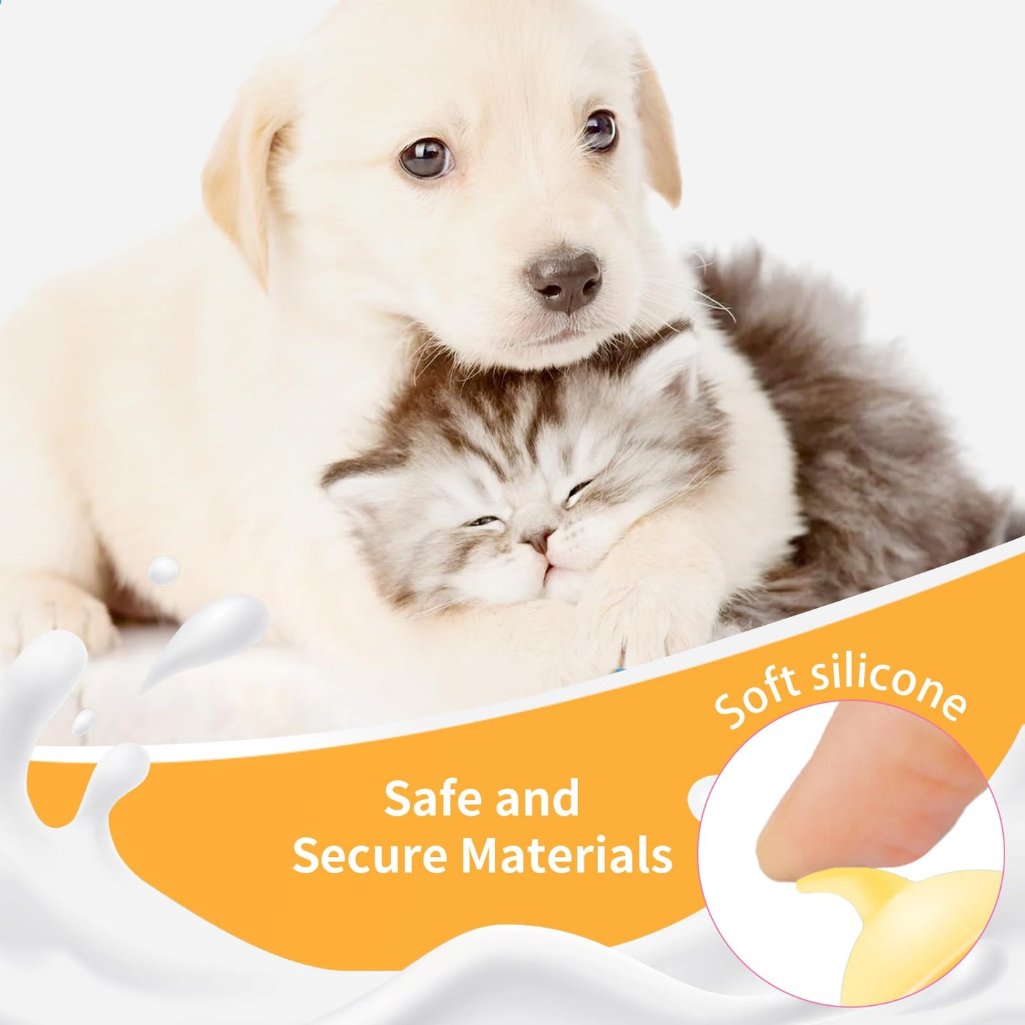 Xuandea 5Pack Kitten Bottle for Nursing Puppy Milk Kitten Bottles Feeding Kit Silicone Nipple for Newborn Pets Kittens, Puppy,Squirrel (Yellow)