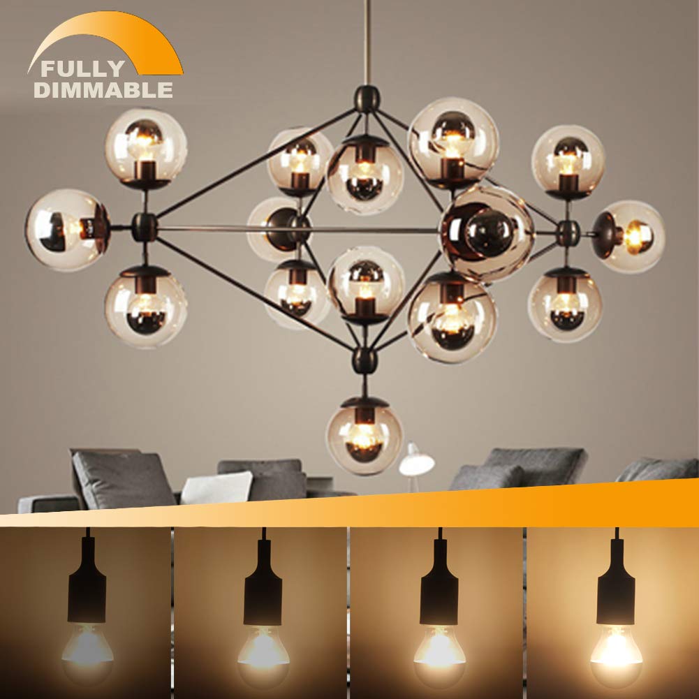 KarlunKoy Dimmable LED Edison Bulb G80/G25, 6W (60W Equivalent), Half Chrome, 2700K Warm White, Pack of 4