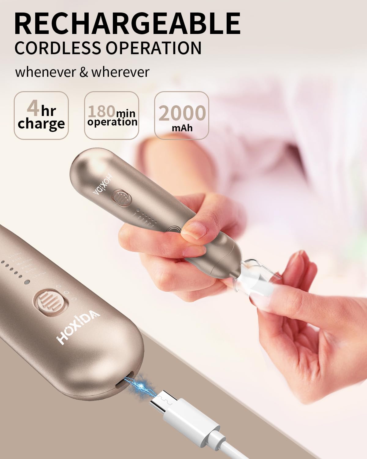 Manicure Pedicure Kit, Professional Nail Grinder for Senior Thick Toenail, Cordless Electric Nail File, 5 Speeds Pedicure Tools