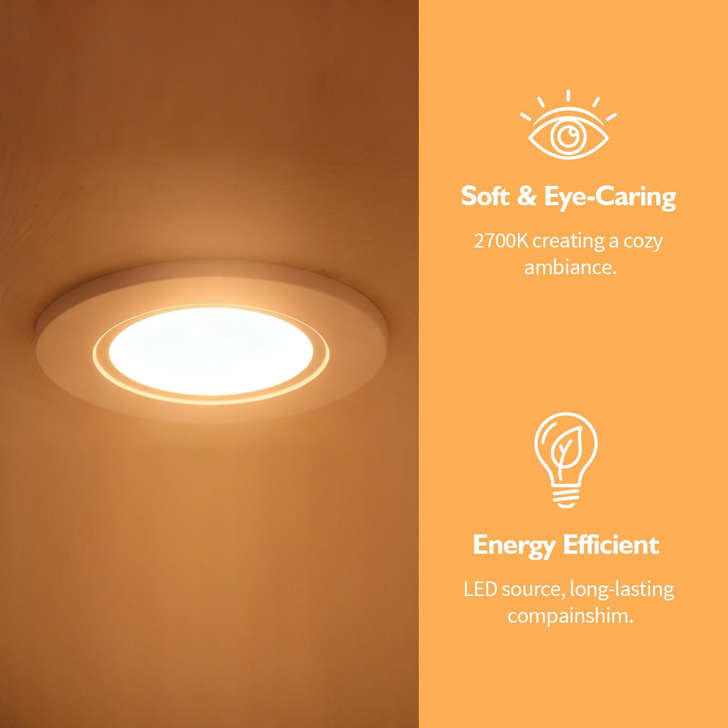 Jolux 5/6 Inch LED Can Lights Adjustable Recessed Retrofit Downlight,12W=60W,2700K Soft White,800LM,Dimmable,ETL Damp Rated Replacement Recessed Lighting Install,Flat Trim,E26 Base,4-Pack