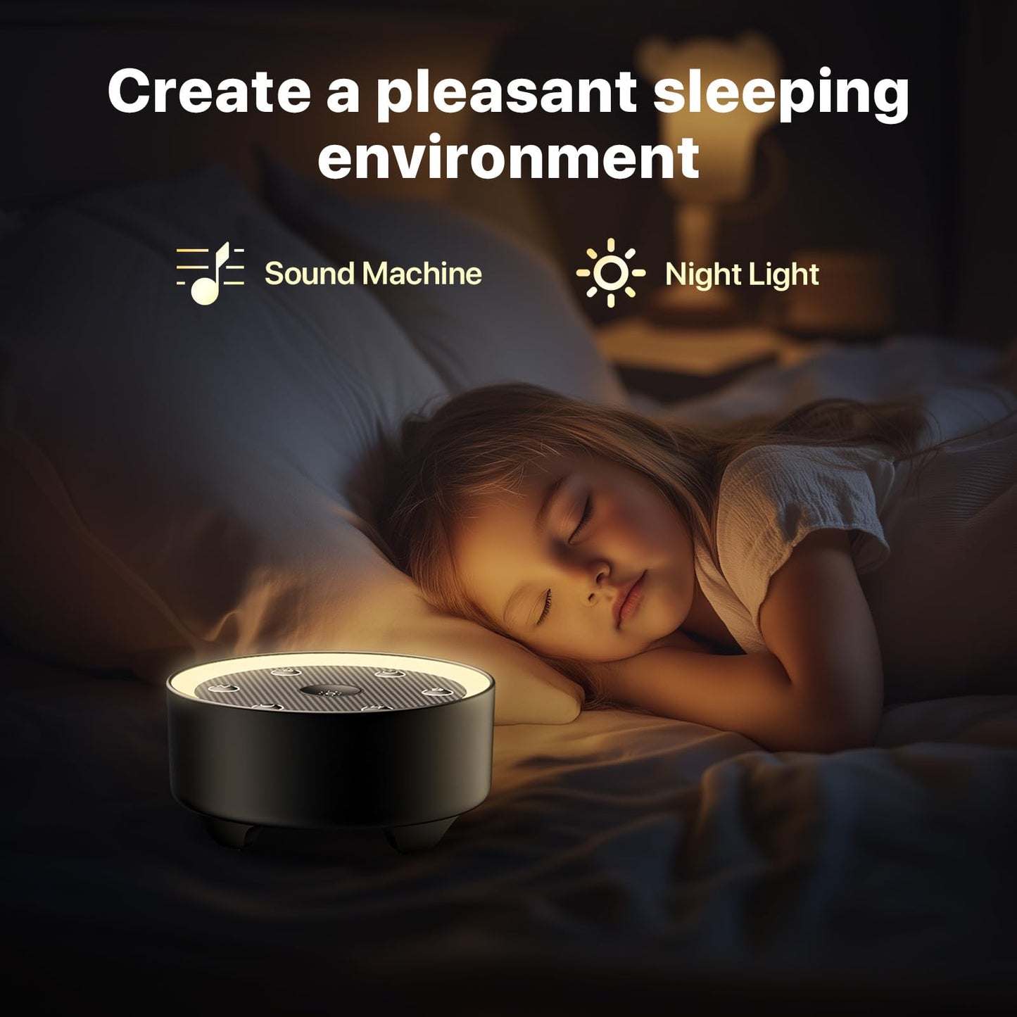 Kipcush Sleep Sound Machine - 24 High-Fidelity Non-Looping Sounds, Portable White Noise Machine for Baby, Kids & Adults, Dimmable Night Light, 6 Auto-Off Timers, USB Powered for Travel, Home & Office