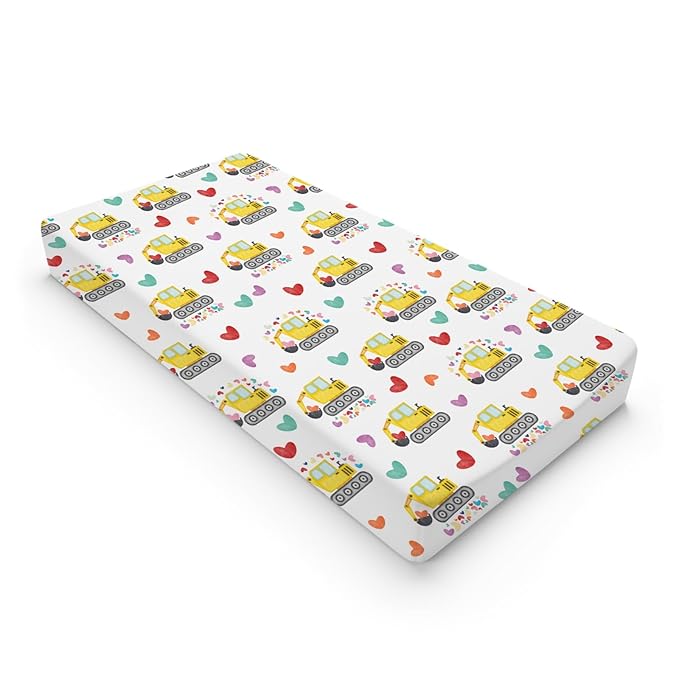 Valentine Truck Love Excavator Tractor Changing Pad Cover Construction Trucks Hearts Fitted Baby Change Table Sheets for Boys Girls Soft Stretch Fitted Changing Table Mats Cover 32''x16''