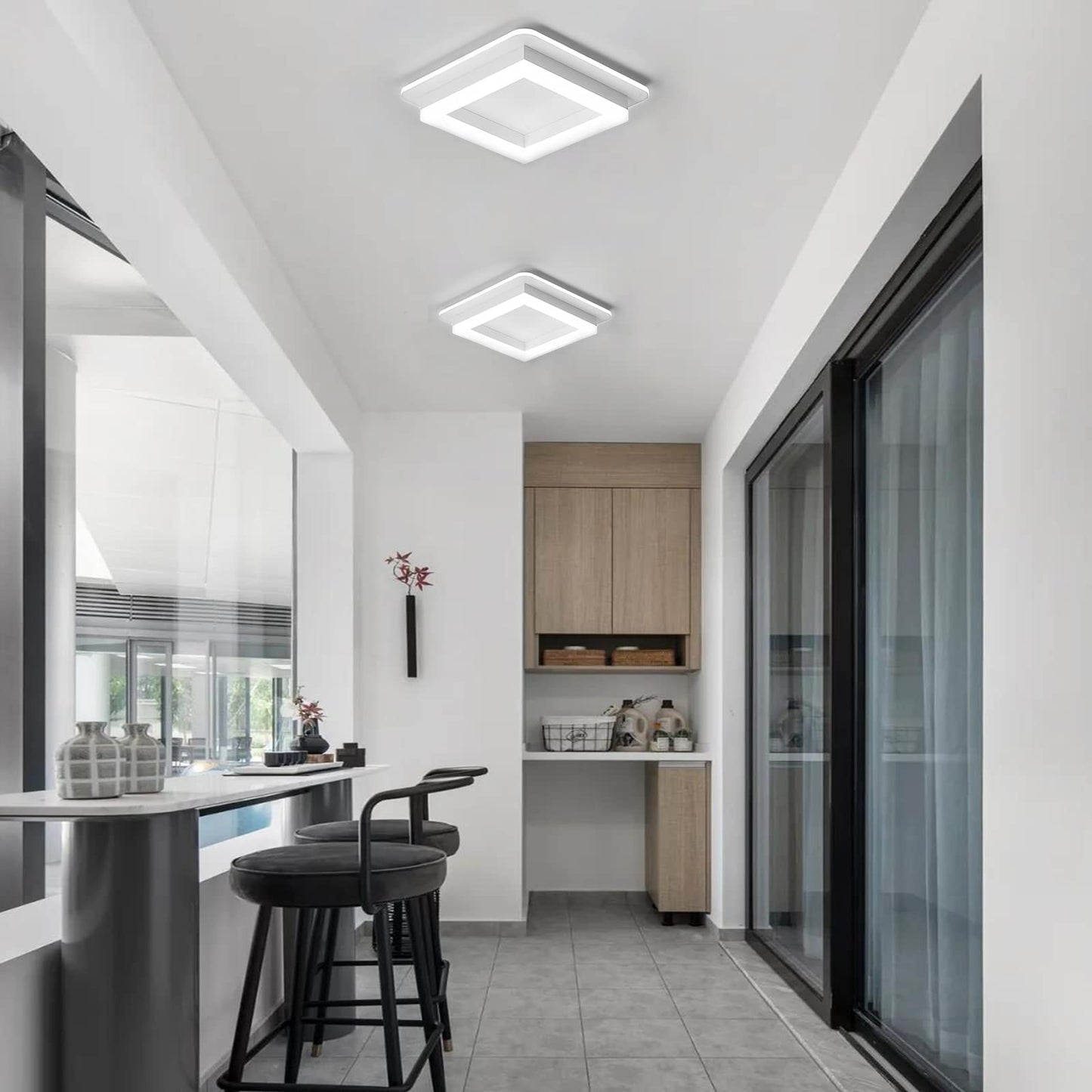 CANEOE Square Flush Mount Ceiling Light 6000K LED Aluminum 2 Packs White Model GD-2CFXBK-C-US-2P