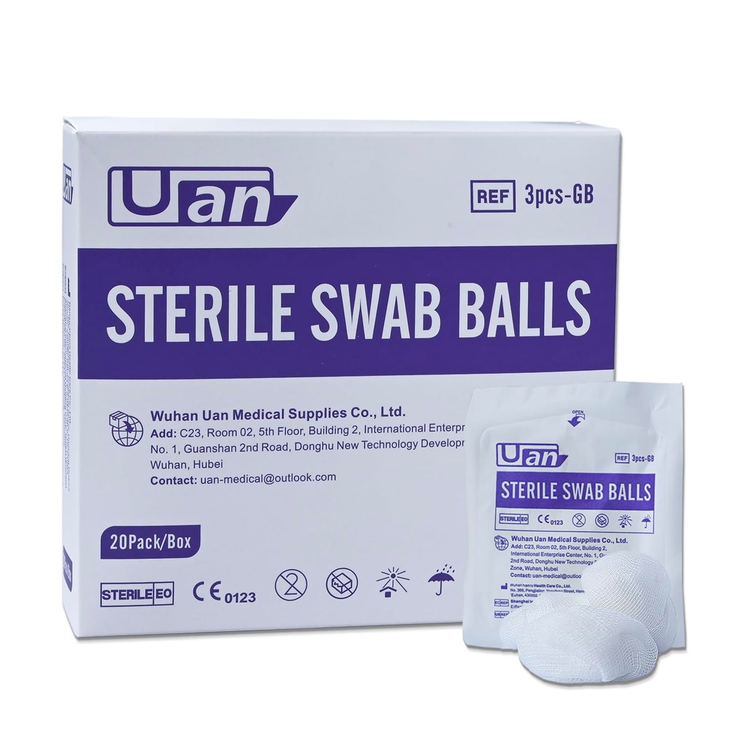 60 Balls Sterile Gauze Balls Gauze Sponge Cotton Balls Gauze Swab Sterile (M) (3balls/Pack)