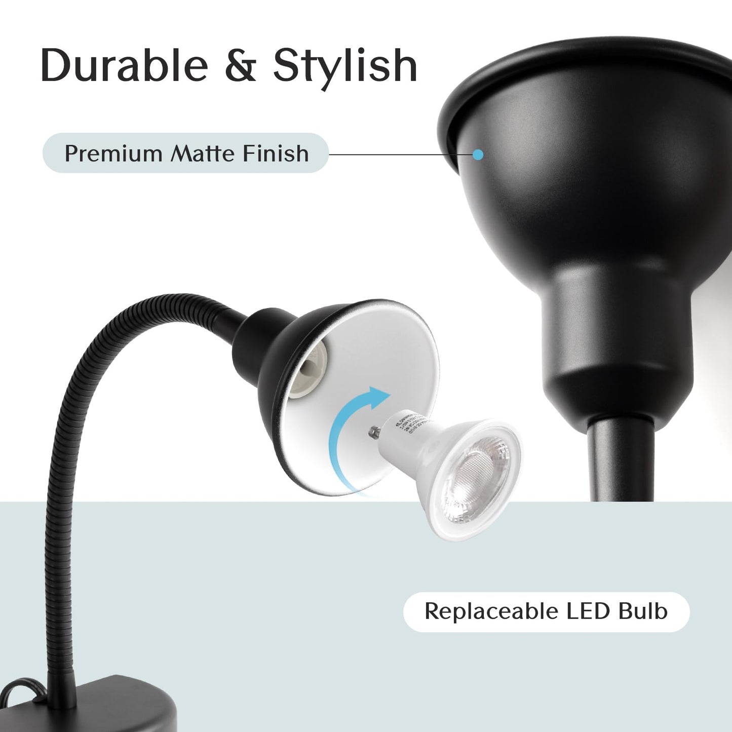 Solfres Innovative Design Headboard Reading Light. No Drilling Golden Book Light For Bedtime Reading. Dimmable Led Book Reading Lamp With Bulb. Movable & Flexible  Black