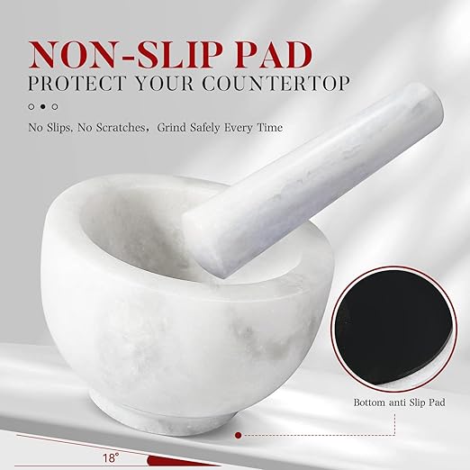 Koville Marble Mortar and Pestle Set, 5"-1.5 Cups Grinder Bowl for Guacamole, Salsa, Pill Crusher, Spice, Herb, Garlic, Nut, Heavy Duty Grinder for Kitchen(Namib Fantasy)