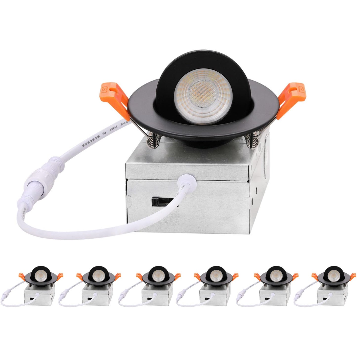 Zyc Gimbal Led Recessed Lighting - 3 Inch 5Cct 7W 360 Rotation Adjustable Eyeball Light Led Swivel Spotlight Directional Sloped Ceiling Light Dimmable Canless Wafer Downlight Pack Of 6 Black.