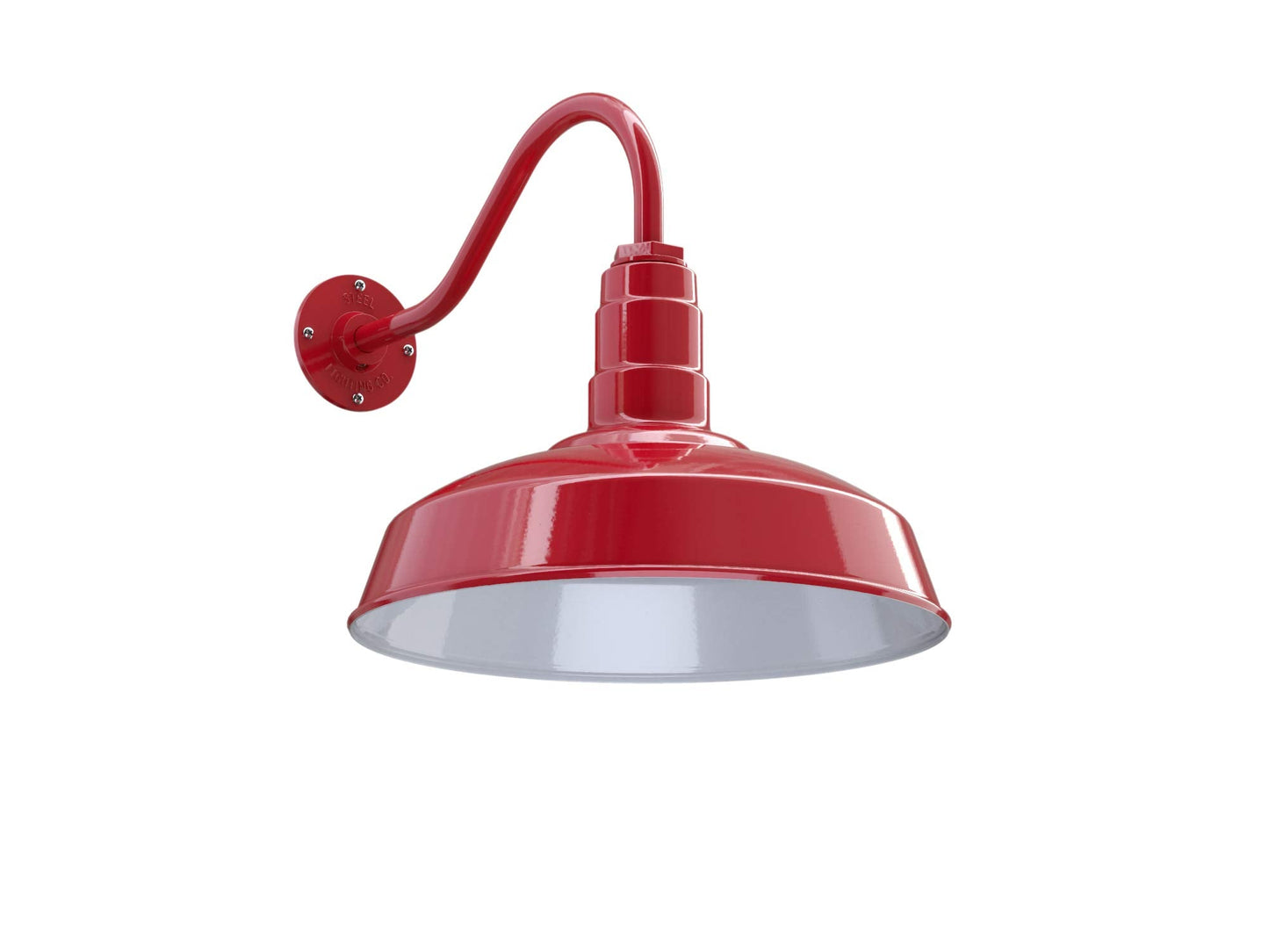 Steel Lighting Co. Gardena Barn Light - Outdoor Wall Mount - 16 Gooseneck - Red Steel Dome Light - Farmhouse Style - Made In America