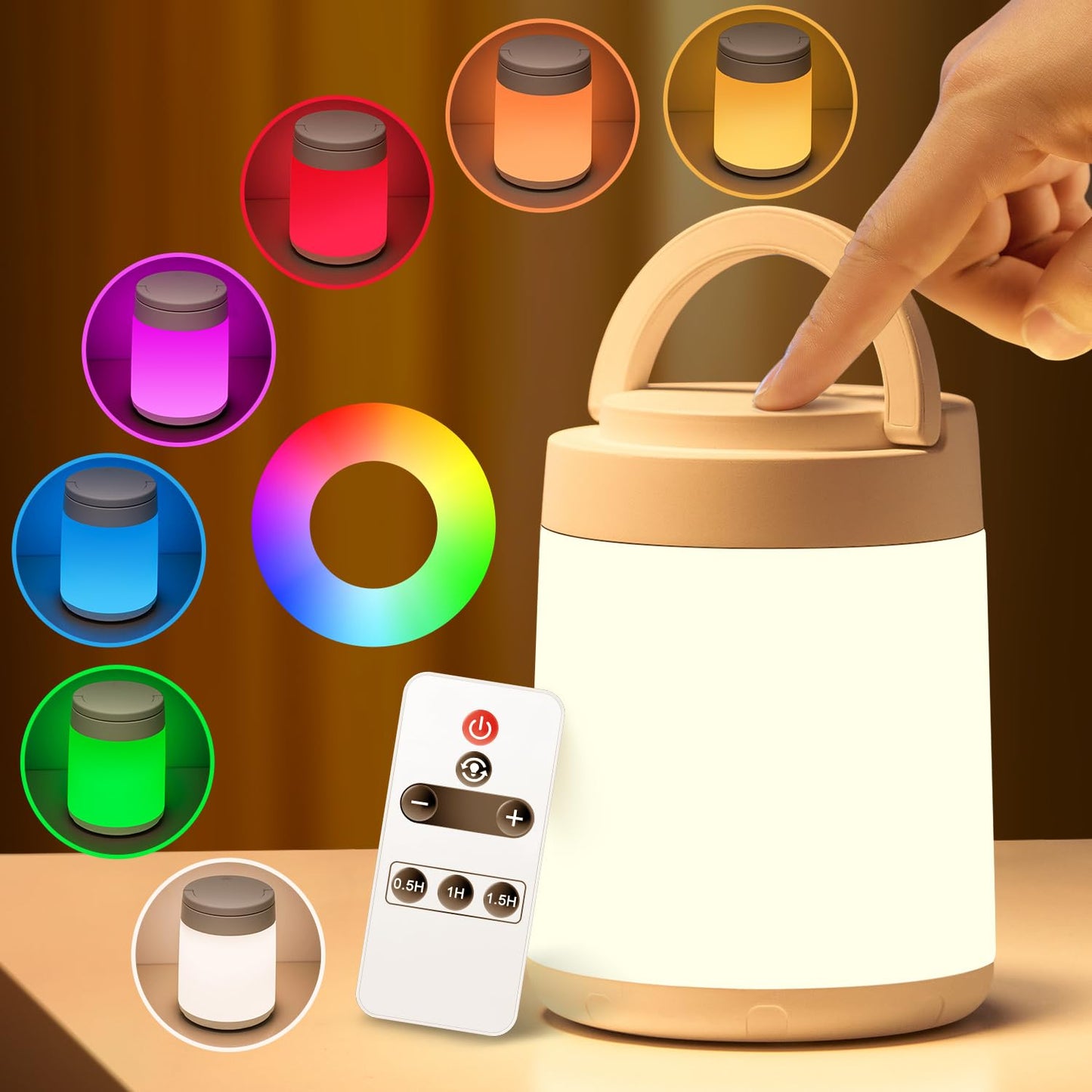 One Fire Kids Night Light, Dimmable 10 Colors, Rechargeable Portable Lamp, Remote+Timer, Small Touch Lamp, Baby Night Light