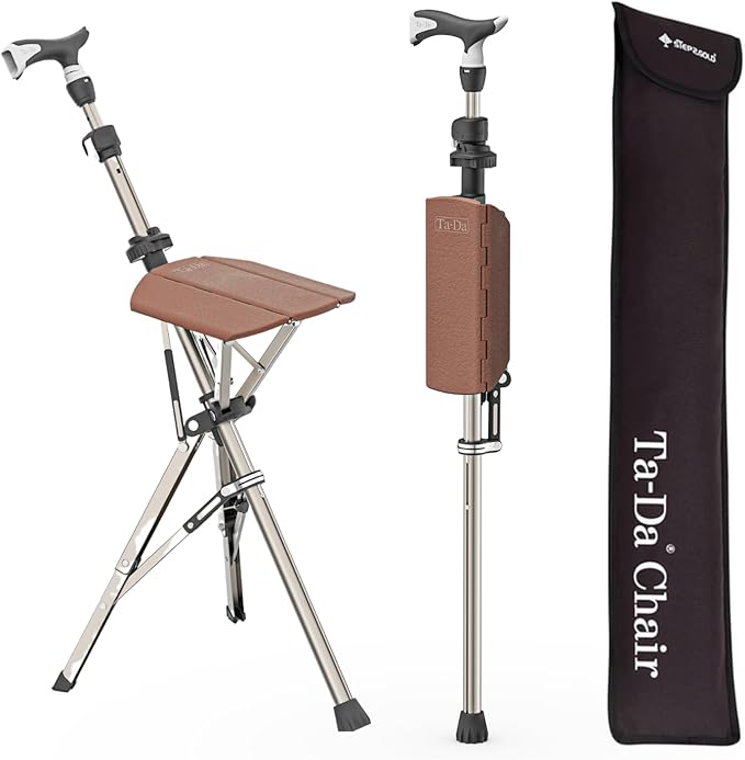 Ta-Da Chair Series 1 Pro, Portable Trekking Hiking Pole, Folding Walking Stick with Seat, Walking Cane with Chair, Foldabl...