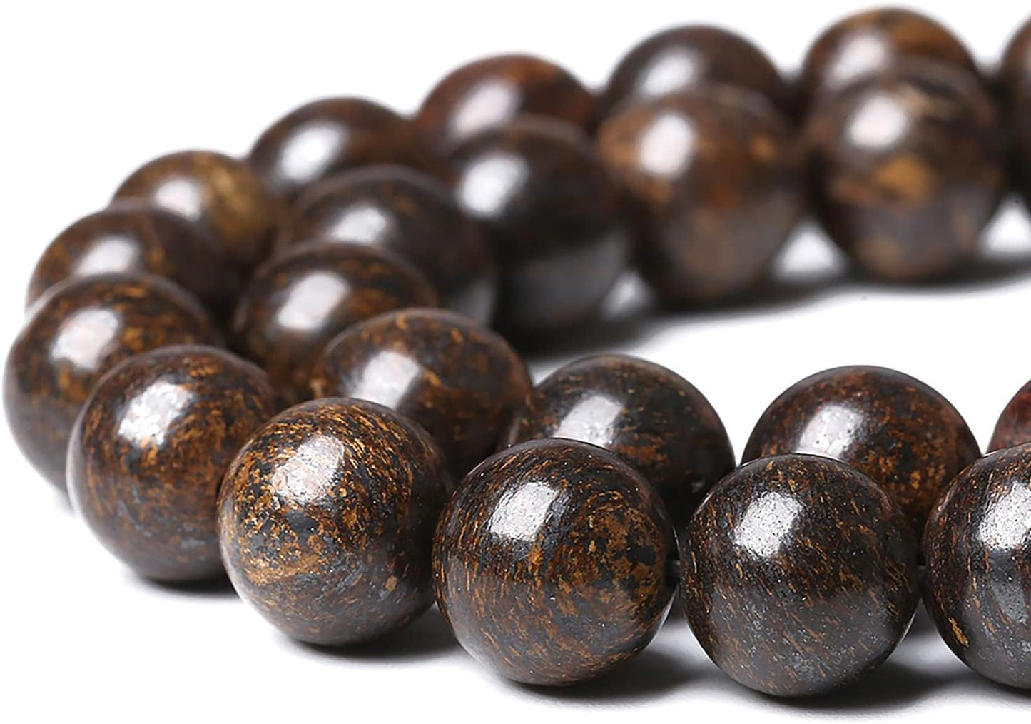 176pcs 4mm Natural Stone Beads Brown Bronzite Gemstone Round Loose Beads for Jewelry Making DIY Bracelet Necklace 32" 2 Strands