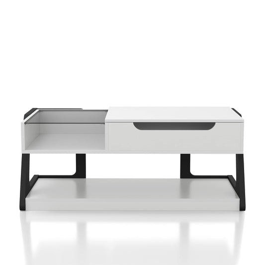 Furniture of America Golden Modern Rectangle Lift-Top Storage Wood 50 in. Coffee Table with 1 Shelf for Living Room, Bedroom, Reception Room, White