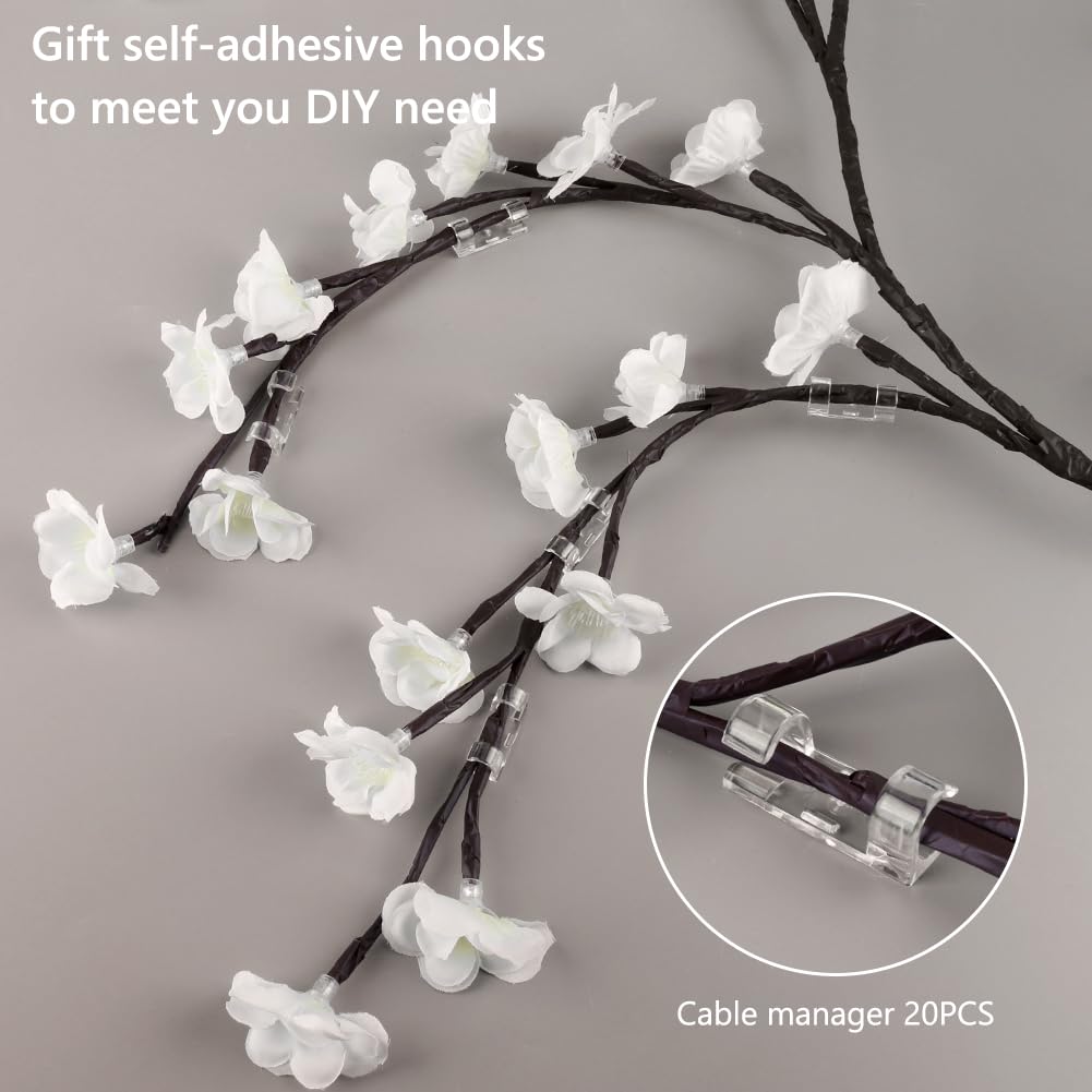 White Cherry Blossom Lights For Wall 3.94 Ft 48Leds Tree Branch Lights With Remote And 8 Lighting Modes Cherry Blossom Garland Vine Light For Bedroom Indoor Wall Wedding Christmas Decor